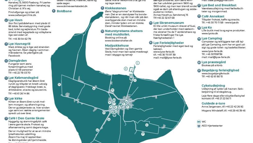 Oversigt over forretninger, hoteller og restaurenter på Lyø